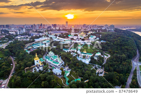 Aerial view of Pechersk Lavra in Kiev, the capital of Ukraine 87478649