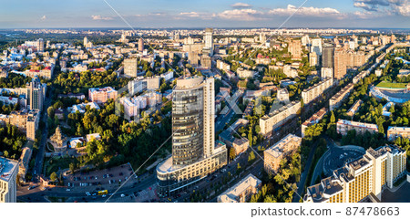 Aerial view of Pechersk, a central neighborhood of Kiev, Ukraine 87478663