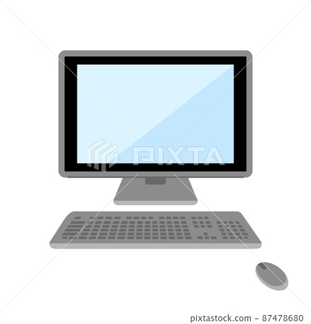 Illustration material: PC, keyboard and mouse set / LCD screen is blue without main line Illustration material: PC, keyboard and mouse set / LCD screen is blue without main line 87478680