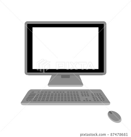 Illustration material: PC, keyboard and mouse set / White screen without main line Illustration material: PC, keyboard and mouse set / White screen without main line 87478681