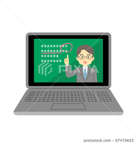 Illustration material: Online learning on a laptop / No main line Illustration material: Online learning on a laptop / No main line 87478683