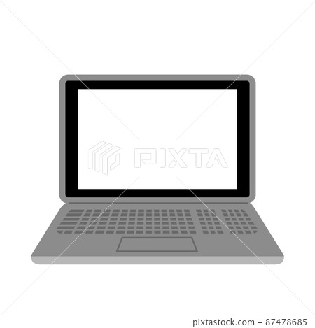 Illustration material: Simple and easy-to-use laptop / LCD screen is white without main line 87478685