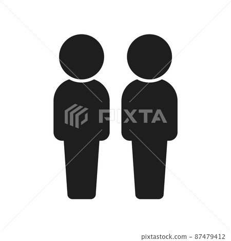 Icon pictograms of two standing people-Image material of team duo couple 87479412