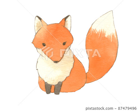 可愛的狐狸剪圖手繪水彩 可愛的狐狸剪圖手繪水彩 87479496
