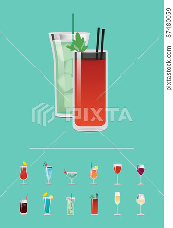 Set of Cocktails with Menu Great Choice of Alcohol 87480059