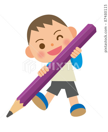 Child with a big pencil Child with a big pencil 87480115