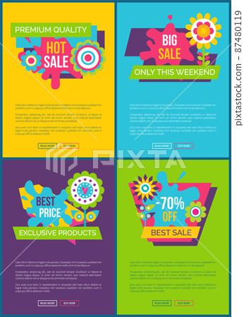 Online Sale Web Banners Vector Illustrations Set 87480119