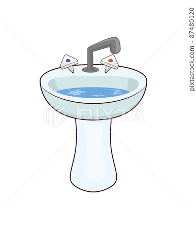 Basin with Taps and Water Vector Illustration 87480120