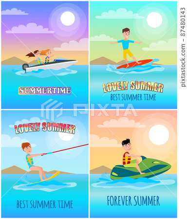 Summertime Banners Collection Vector Illustration Summertime Banners Collection Vector Illustration 87480143