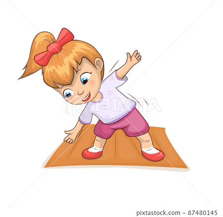 Girl Doing Exercises on Mat Vector Illustration Girl Doing Exercises on Mat Vector Illustration 87480145