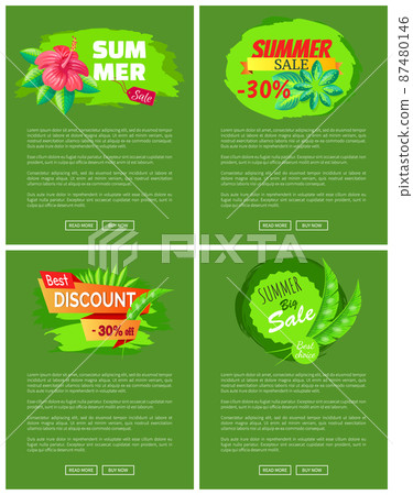 Set Web Posters Summer Sale Emblems Exotic Flowers Set Web Posters Summer Sale Emblems Exotic Flowers 87480146