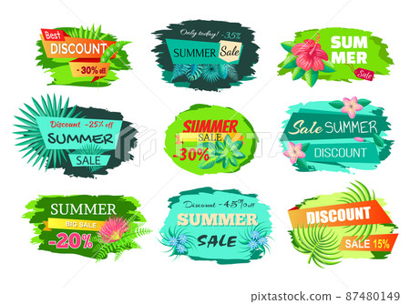 Set Color Discount Emblems Off Summer Sale Advert 87480149