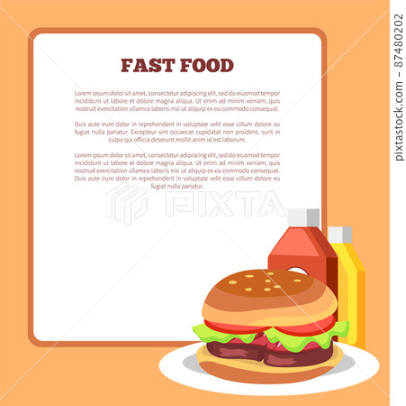 Fast Food Poster and Burger Vector Illustration 87480202
