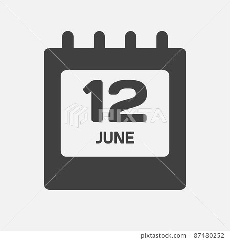 Icon day date 12 June, template calendar page Icon day date 12 June, template calendar page 87480252