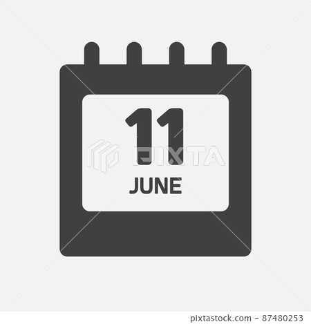 Icon day date 11 June, template calendar page Icon day date 11 June, template calendar page 87480253