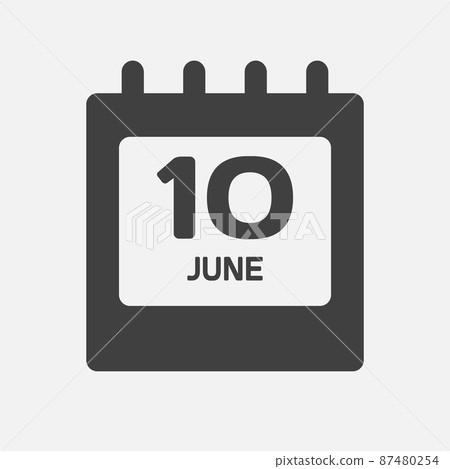 Icon day date 10 June, template calendar page Icon day date 10 June, template calendar page 87480254