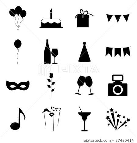 Set of party icons, vector illustration 87480414