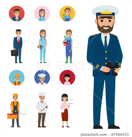 Professions People Cartoon Characters Icons Set Professions People Cartoon Characters Icons Set 87480415