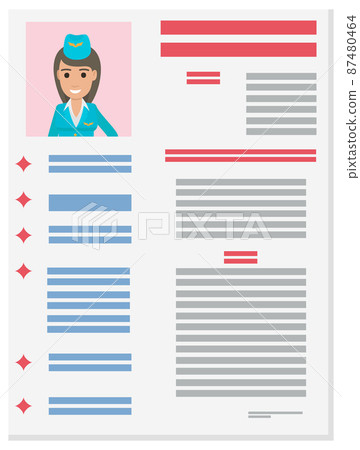 Stewardess Career Information Leaflet Flat Vector Stewardess Career Information Leaflet Flat Vector 87480464