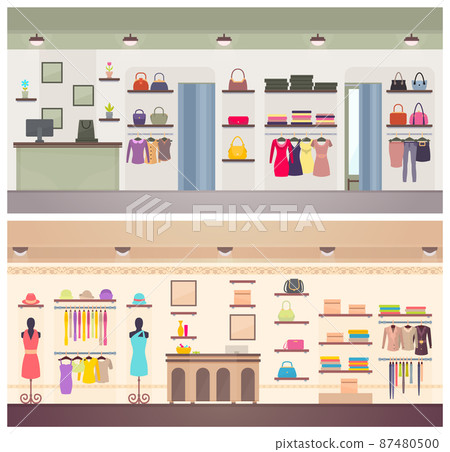 Two Designs of Female Clothing Shops Vector Banner 87480500