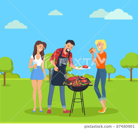 Steak and Barbecue Party, Vector Illustration Steak and Barbecue Party, Vector Illustration 87480901