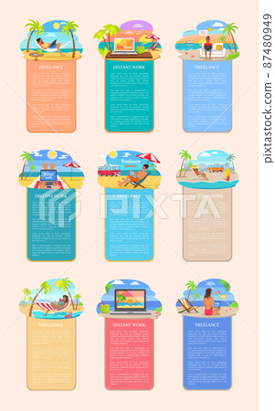 Freelance and Distant Work Right on Beach Posters Freelance and Distant Work Right on Beach Posters 87480949