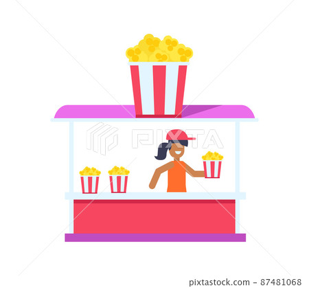 Pretty Popcorn Shop, Color Card Isolated on White 87481068