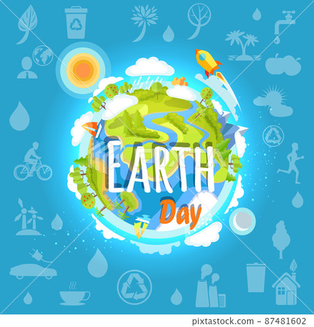 Earth Day Poster with Planet Infrastructure 87481602