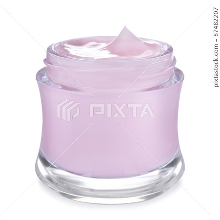 Jar of organic cream isolated on white Jar of organic cream isolated on white 87482207