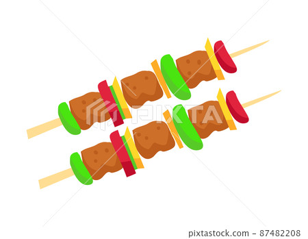 Brochette Meat and Vegetables Vector Illustration Brochette Meat and Vegetables Vector Illustration 87482208