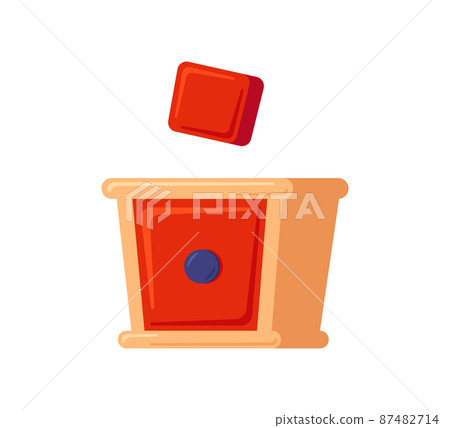 Montessori education logic toy. Baby multicolored sorter. Children wooden toy for preschool kids. Montessori system for early childhood development. Vector illustration isolated on white background 87482714