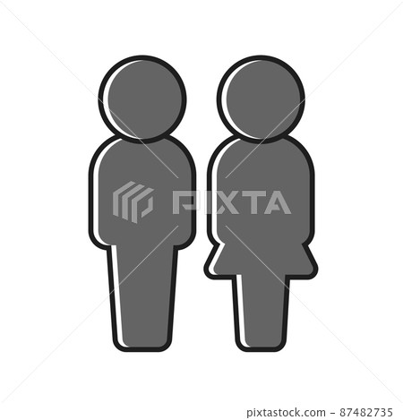 Black-and-white icons and pictograms of two standing men and women-image material of couples, couples, parents, and toilets Black-and-white icons and pictograms of two standing men and women-image material of couples, couples, parents, and toilets 87482735
