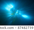 Blurred space theme background with falling stars - 3d illustration 87482739