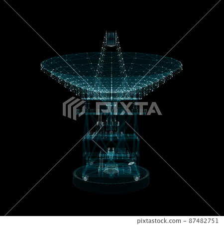 Hologram Large Satelite Dishes Telescope. Science and Technology Concept Hologram Large Satelite Dishes Telescope. Science and Technology Concept 87482751