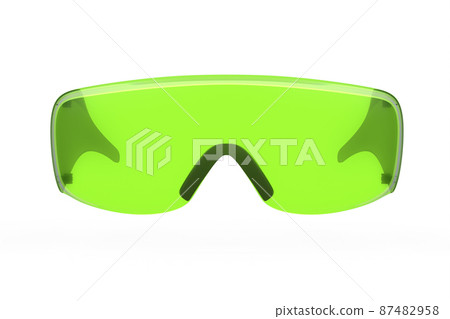 Protective green plastic dentist glasses isolated on white background Protective green plastic dentist glasses isolated on white background 87482958