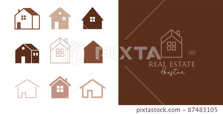 Home, houses and buildings icons, symbols and logos 87483105