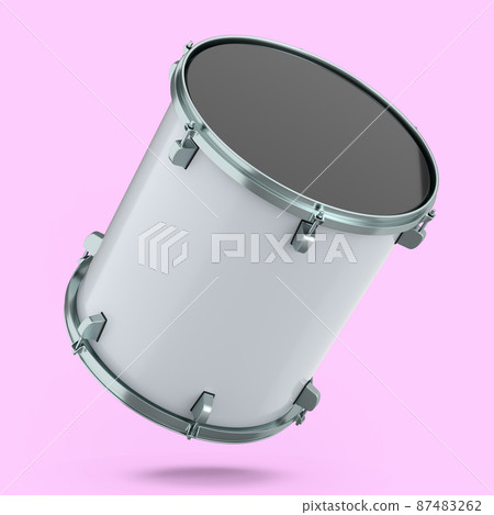 Realistic drum on pink background. 3d render concept of musical instrument, drum machine. 87483262