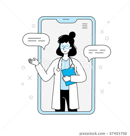 Online doctor, virtual medicine illustration Online doctor, virtual medicine illustration 87483798
