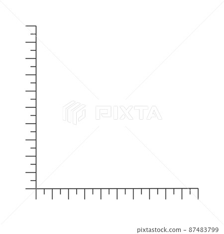 Corner ruler template. Angle measuring tool with vertical and horizontal lines with markup. Vector outline illustration isolated on white background Corner ruler template. Angle measuring tool with vertical and horizontal lines with markup. Vector outline illustration isolated on white background 87483799