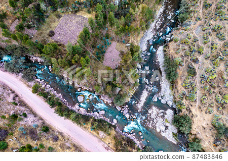 River confluence near the rainbow mountains in Peru River confluence near the rainbow mountains in Peru 87483846