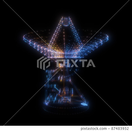 Hologram Large Satelite Dishes Telescope. Science and Technology Concept 87483932