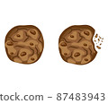 Set with bitten chocolate cookies vector 87483943