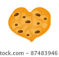 Chocolate cookies heart form vector illustration 87483946