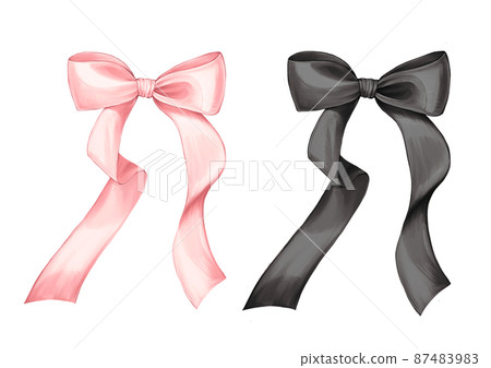 Pink and black bows. Element for decoration gifts and greetings. Pink and black bows. Element for decoration gifts and greetings. 87483983