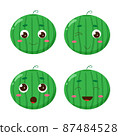 A cute character is a watermelon. 87484528