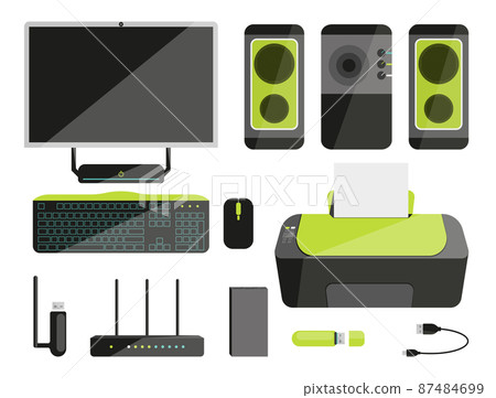 Desktop computer accessories office equipment - Stock Illustration  [87484699] - PIXTA