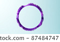 Procedural 3D illustration of a countless violet threads forming a round frame. 87484747