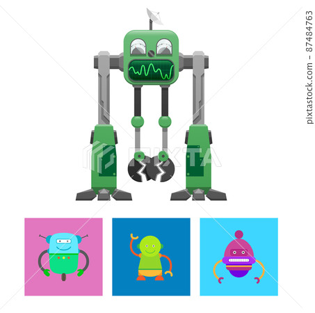Robots Collection with Faces Vector Illustration 87484763
