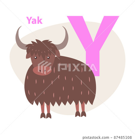 Zoo ABC Letter with Cute Yak Cartoon Vector 87485108