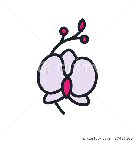 Orchid icon. Home flowers isolated vector icon. Home gardening Orchid icon. Home flowers isolated vector icon. Home gardening 87485162